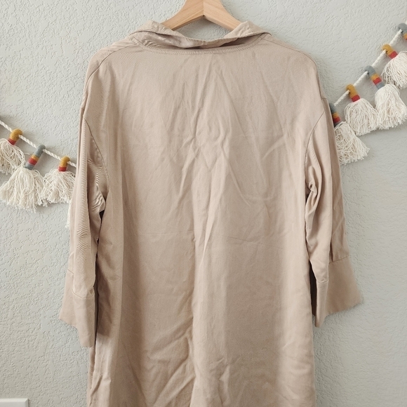 COS Lyocell Aline Zip Half Sleeve Beige Shirtdress Minimalist Boho Neutral 6 - Picture 10 of 11